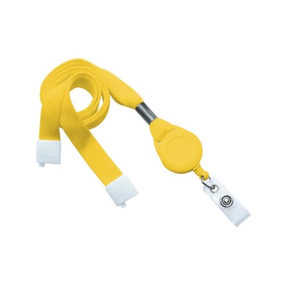 Bilde av Yellow 16 mm flat tubular breakaway lanyards with attached yoyo card reel and clear vinyl strap. 60270627 (DE,SE,NO,FI,RO,PL)